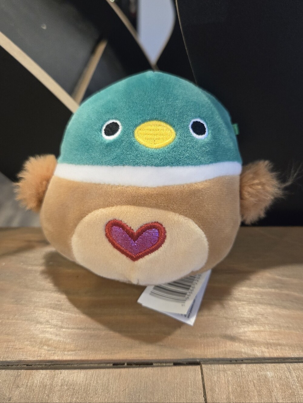 Small Plush Mallard Duck Squishmallow With Heart